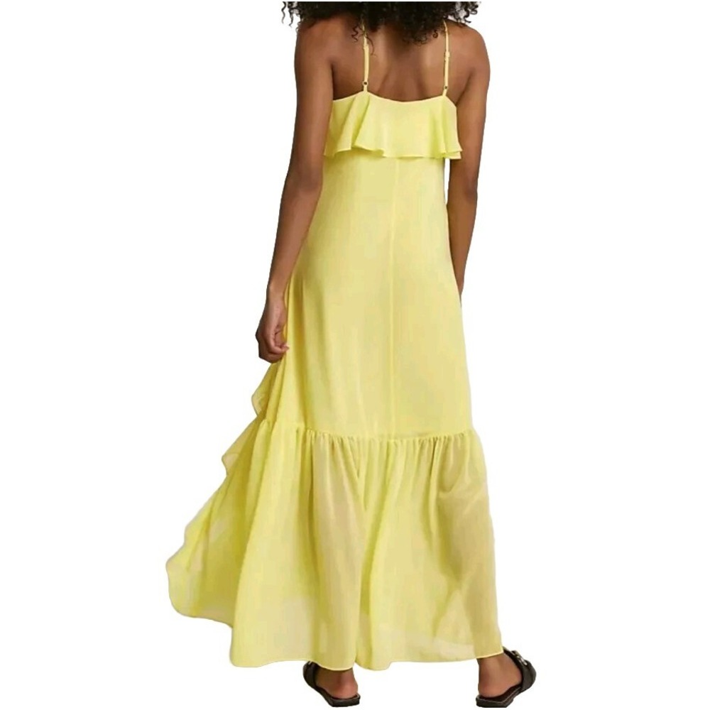 River Island Womens Halter Maxi Dress US 16 XL Yellow Beach Tropical‎ Resortwear - Picture 2 of 16